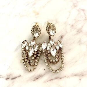 Crystal Marquis Gemstones 2-Part Earrings Ear Jackets Statement Earrings
